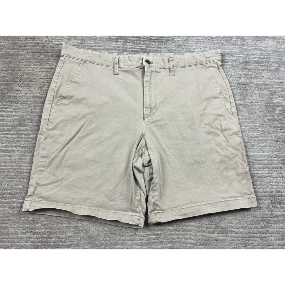 Members Mark Short Mens 38 Beige Everyday Flat‎ Front Cotton Blend Chino